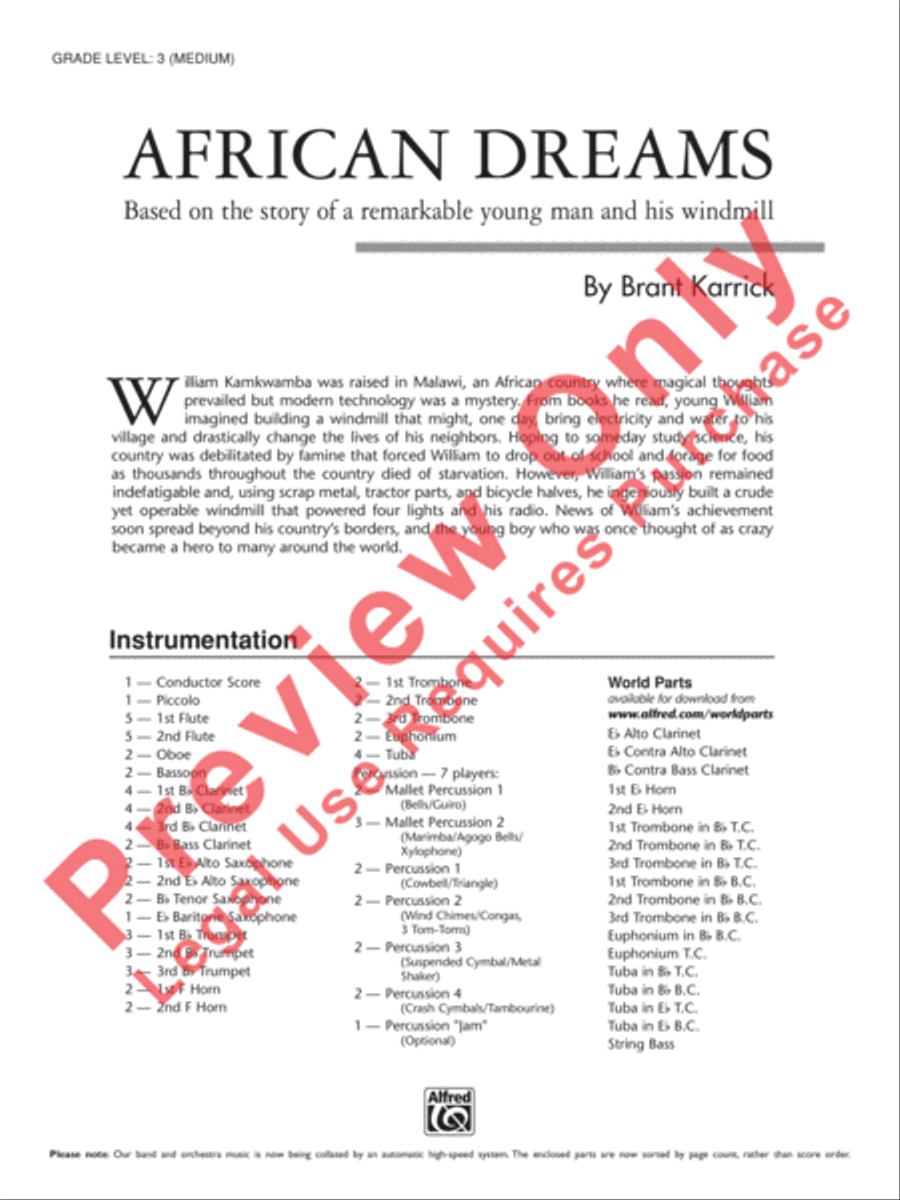 African Dreams African Dreams Concert Band scores gallery preview page 2