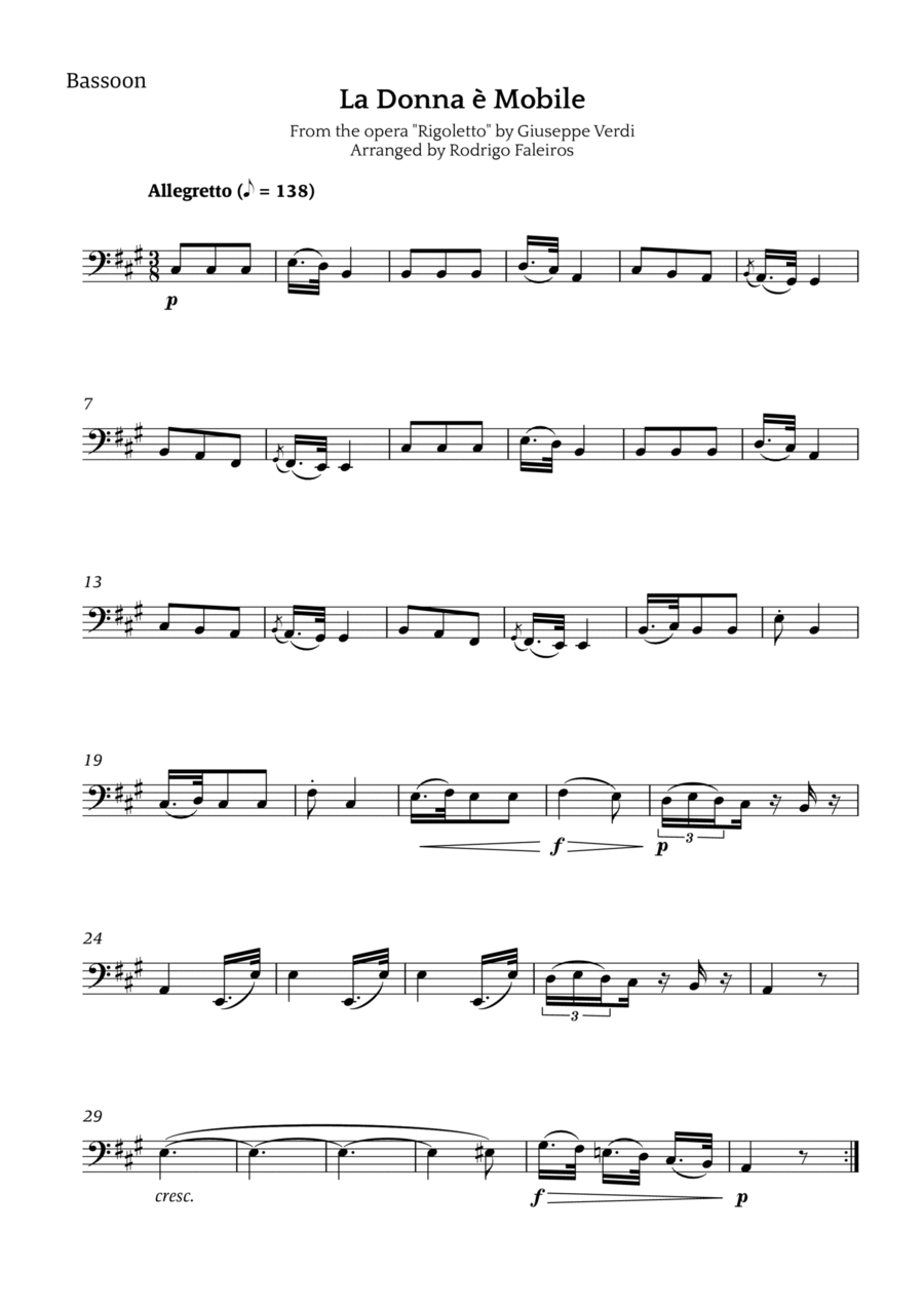 La Donna è Mobile Chamber Music scores gallery preview page 1