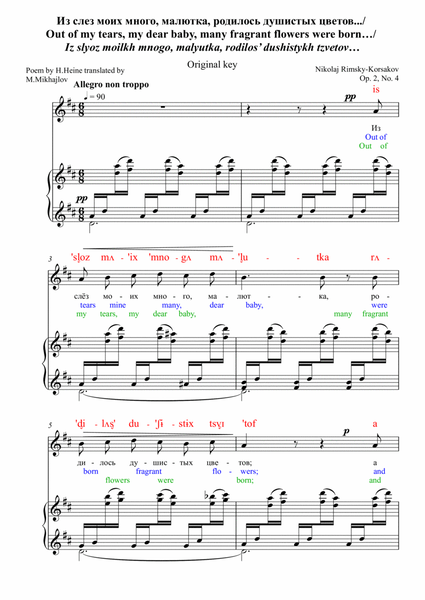 Rimsky-Korsakov "Echo" Op. 45 No 1 Original key DICTION SCORE with IPA & translation