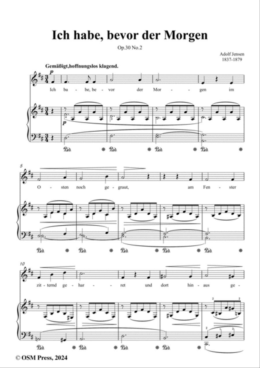 A. Jensen-Ich habe,bevor der Morgen,Op.30 No.2,in D Major Voice scores gallery preview page 2
