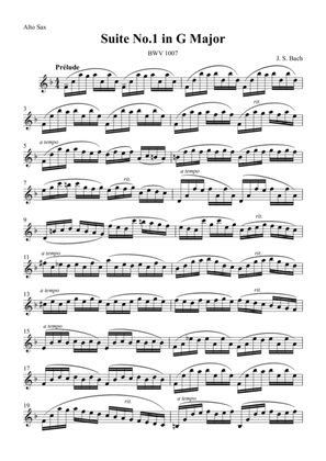 Book cover for Cello Suite No.1 - I.Prelude (for Alto Saxophone) / J.S.Bach BWV1007