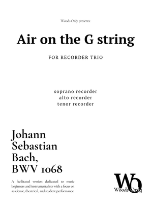 Book cover for Air on the G String by Bach for Recorder Trio