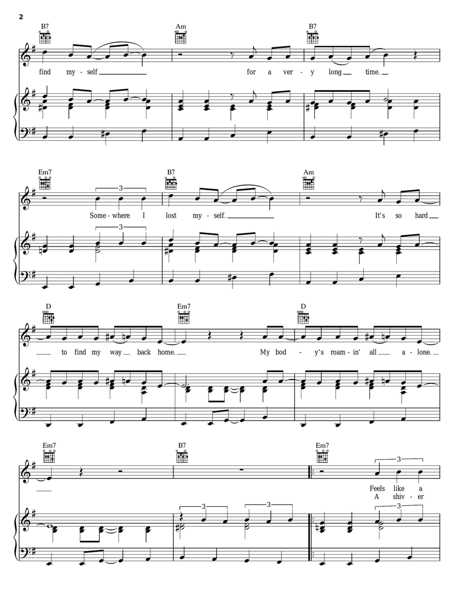 Crazy Dream Piano, Vocal, Guitar scores gallery preview page 2