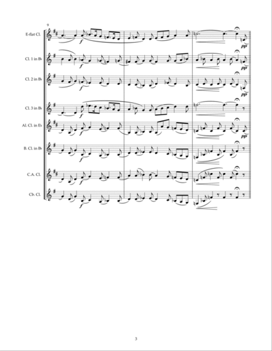Gesu Bambino, for Clarinet Choir Clarinet Choir scores gallery preview page 3