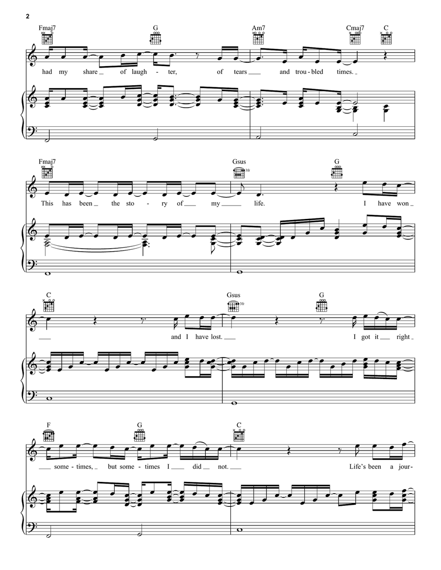 Through All Of It Piano, Vocal, Guitar scores gallery preview page 2