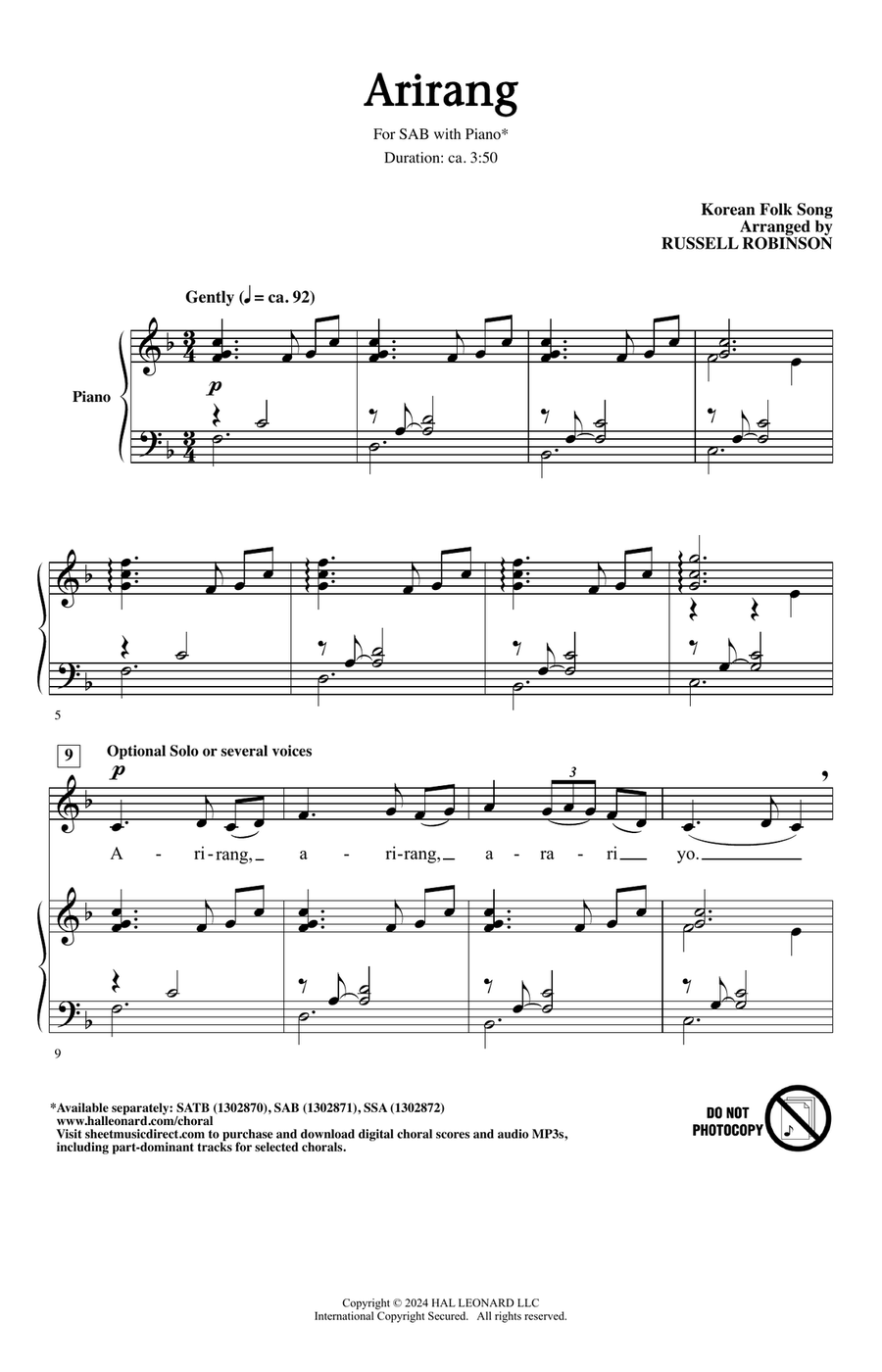Arirang (arr. Russell Robinson)