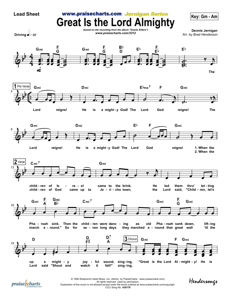 Great Is The Lord Almighty Piano scores gallery preview page 1