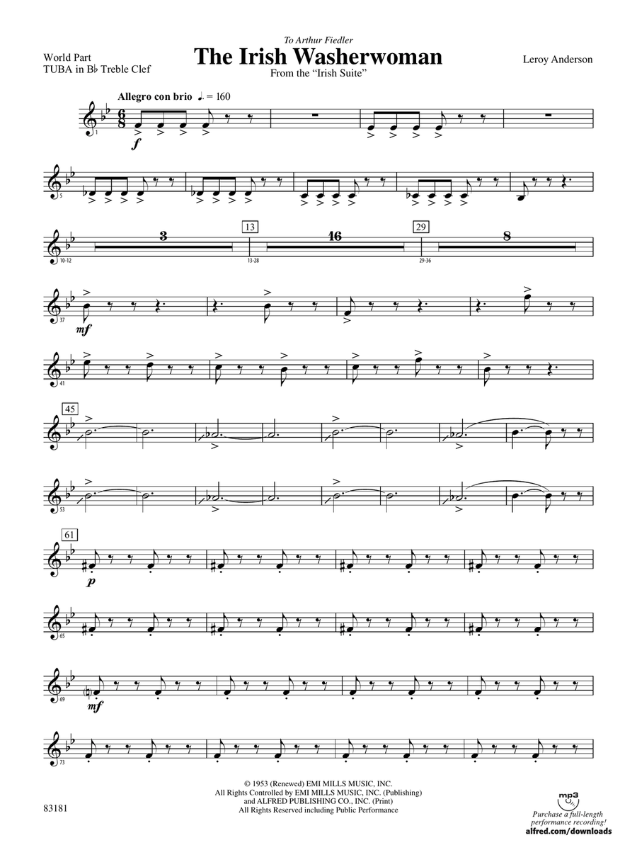 The Irish Washerwoman (from the Irish Suite): (World Part) B-flat Tuba T.C.