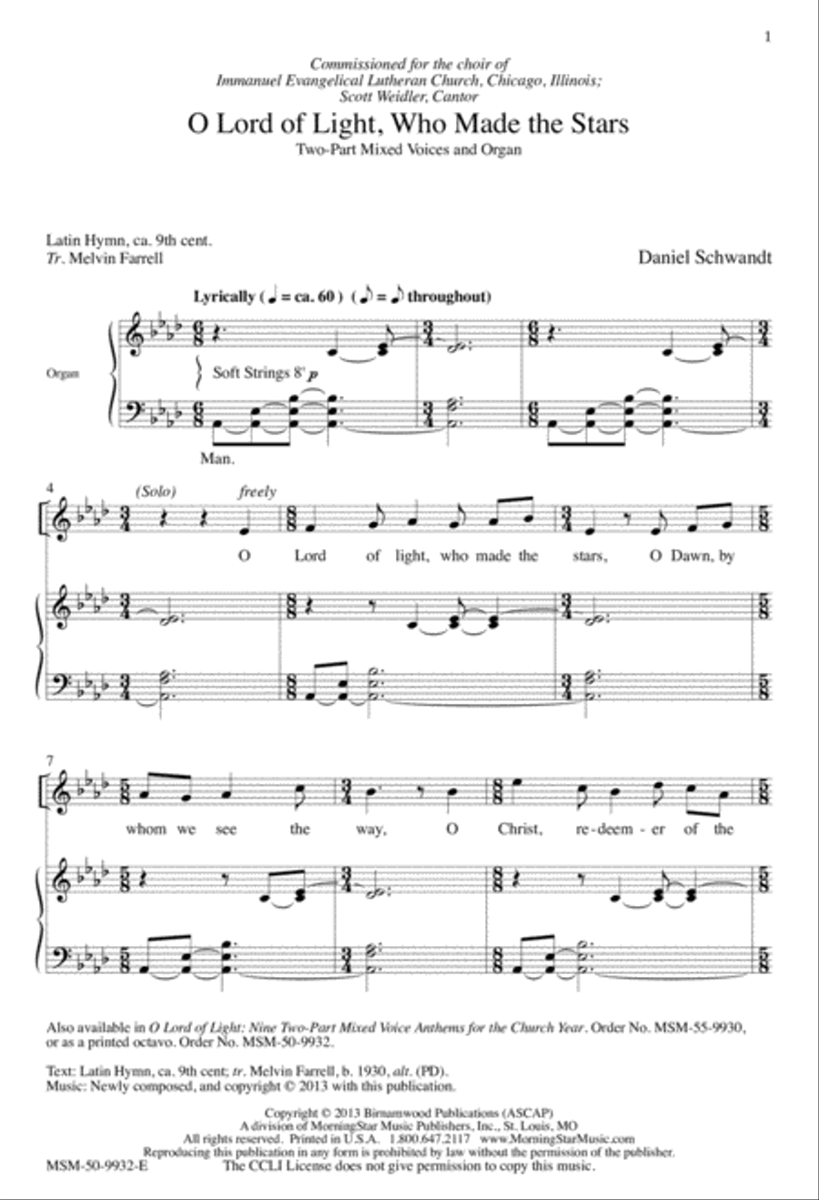 O Lord of Light, Who Made the Stars 2-Part scores gallery preview page 2