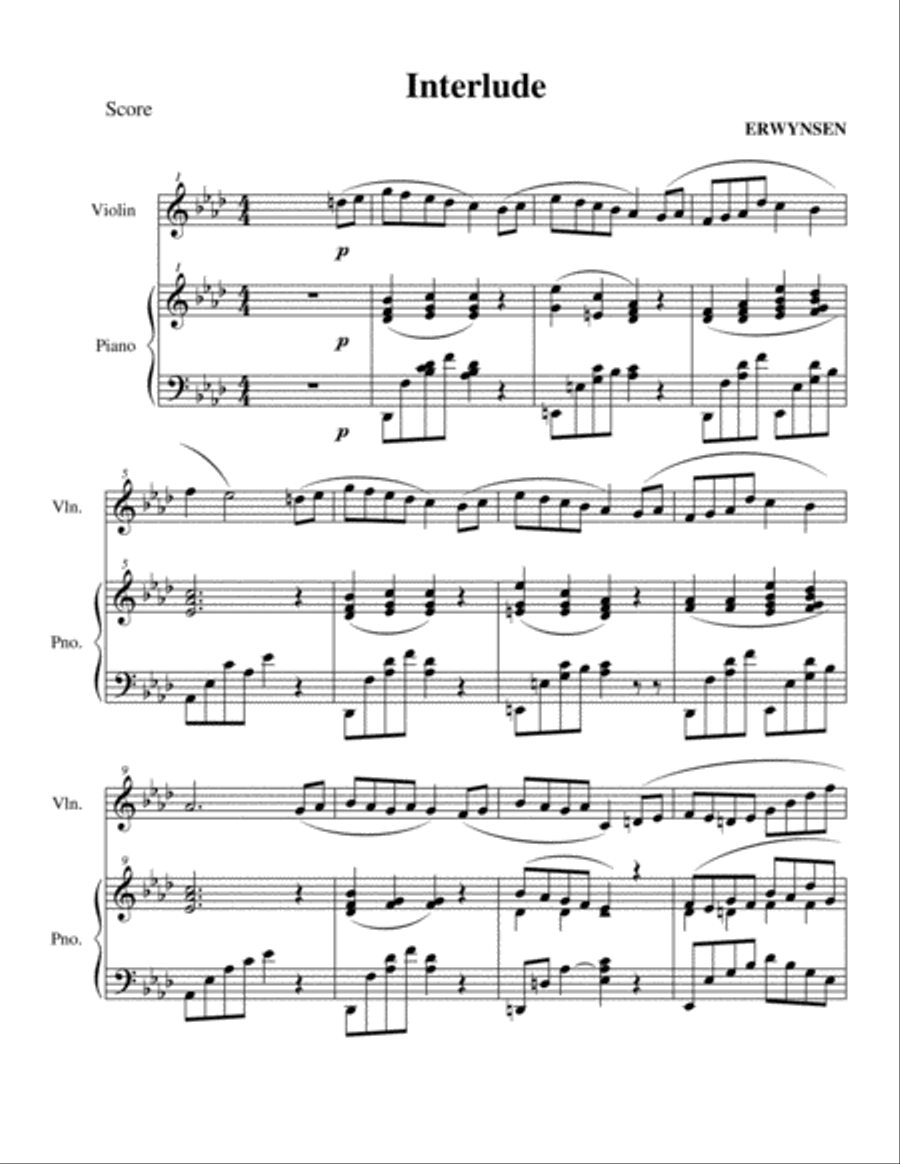 Interlude for Piano and Violin Violin Solo scores gallery preview page 2