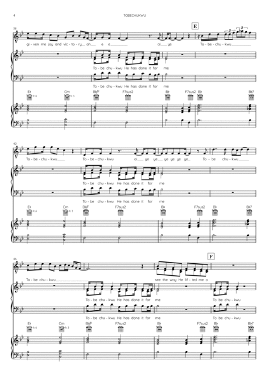 Tobechukwu Piano, Vocal, Guitar scores gallery preview page 4