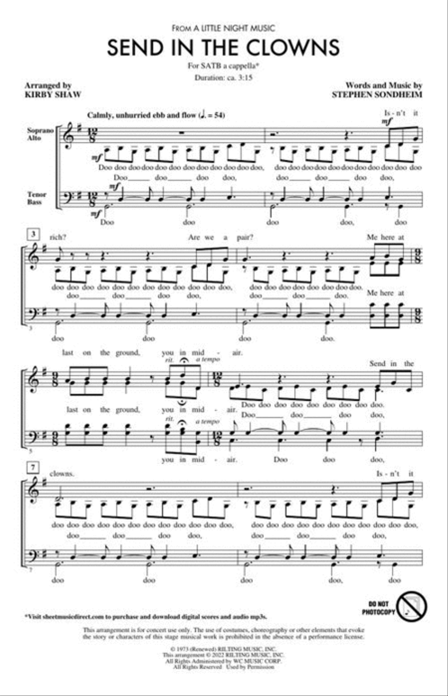 Send in the Clowns 4-Part scores gallery preview page 4