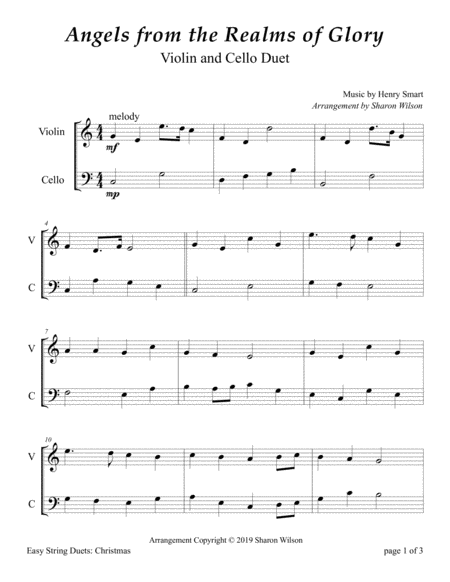Easy String Duets: Christmas Carols (A Collection of 10 Violin and Cello Duets) image number null