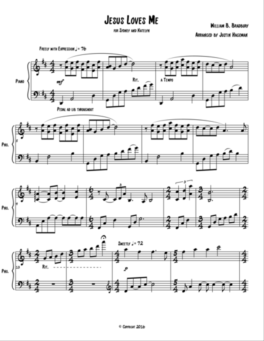 Jesus Loves Me Piano Solo scores gallery preview page 1