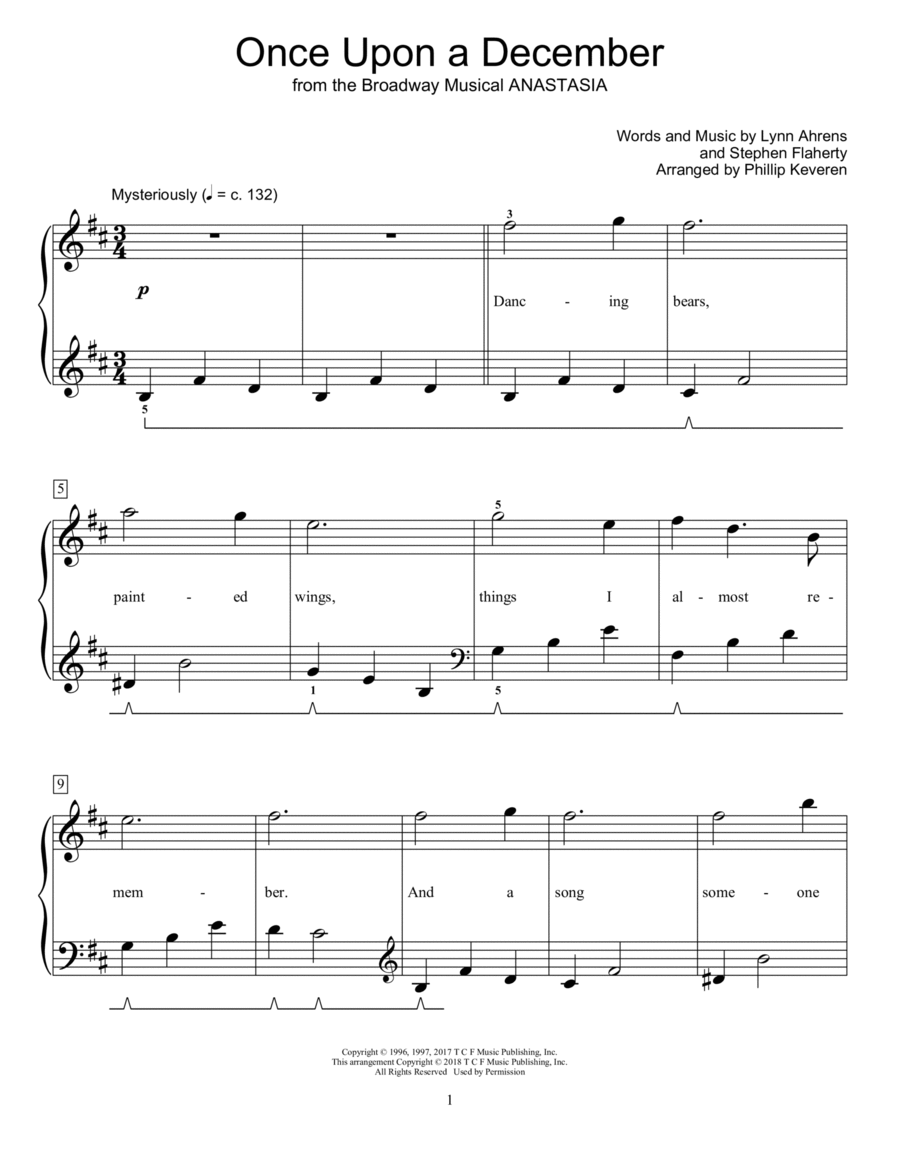 Once Upon A December (from Anastasia) (arr. Phillip Keveren) Piano Method scores gallery preview page 1