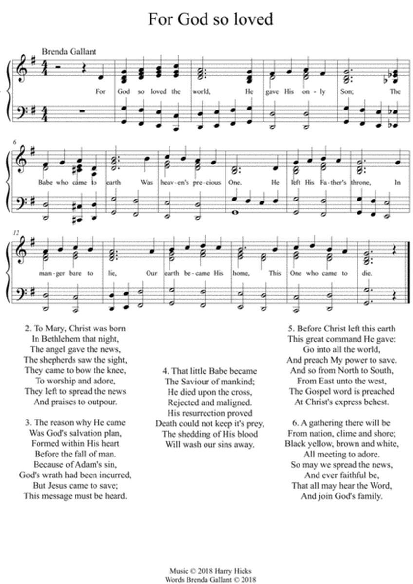 For God so loved the world. A brand new hymn!