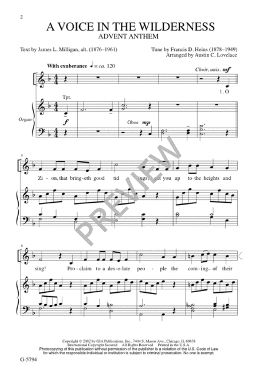 A Voice in the Wilderness 4-Part scores gallery preview page 2