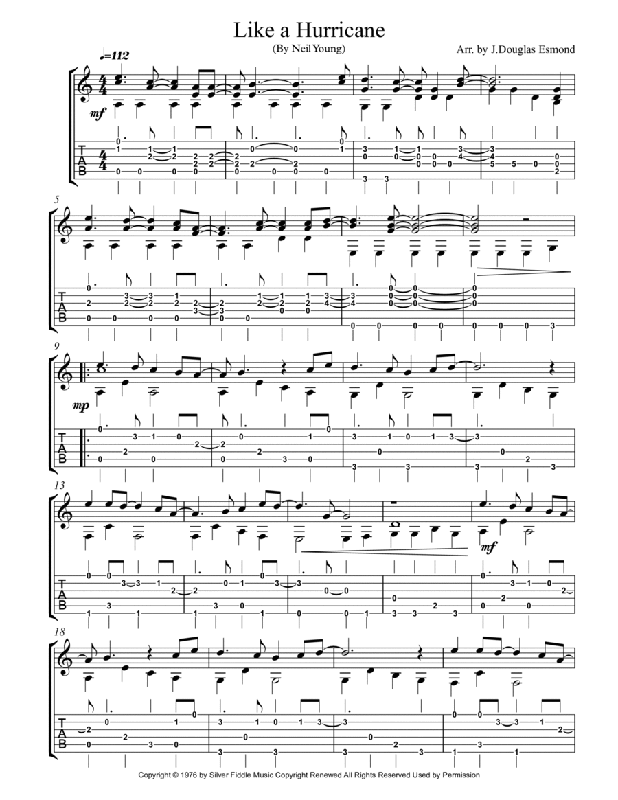 Like A Hurricane Guitar Solo scores gallery preview page 1