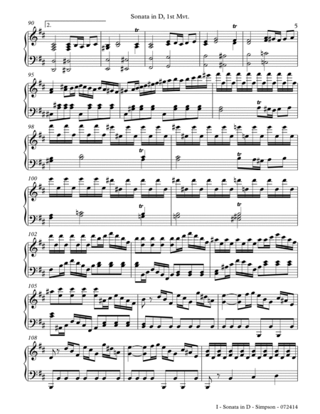 Sonata in D for Piano Solo - 1st Mvt. image number null