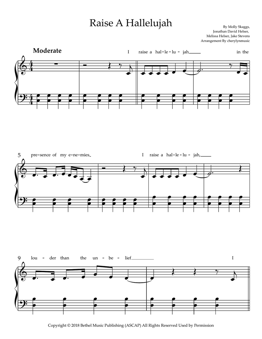 Raise A Hallelujah Piano Solo scores gallery preview page 1