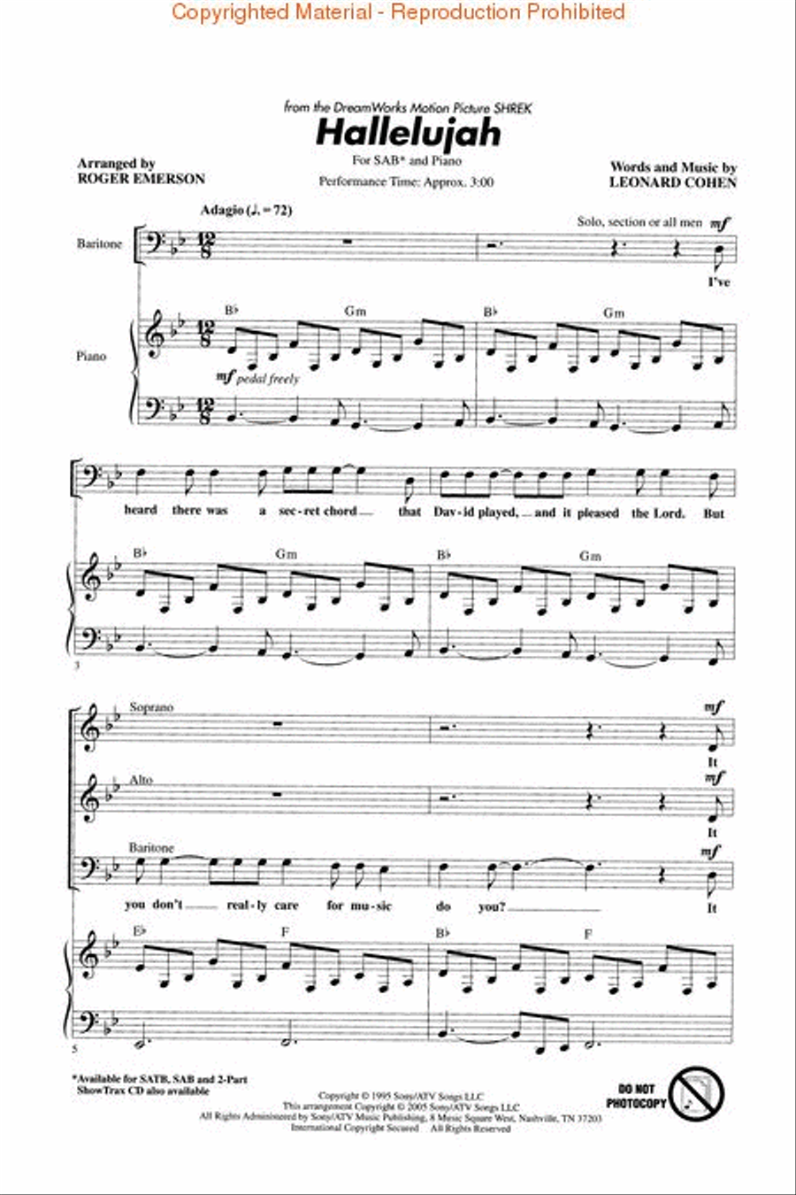 Hallelujah 3-Part scores gallery preview page 2