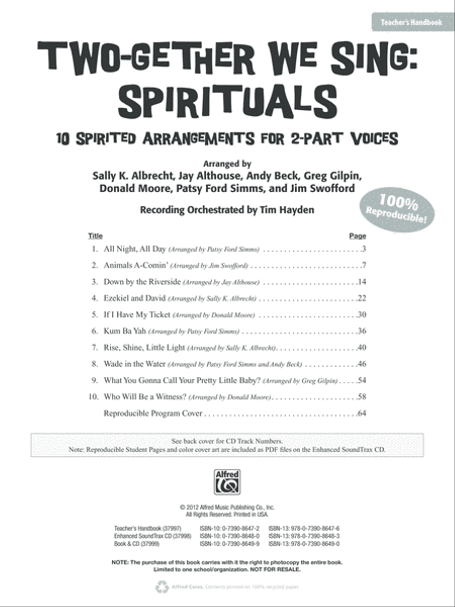 Two-Gether We Sing Spirituals Voice scores gallery preview page 2