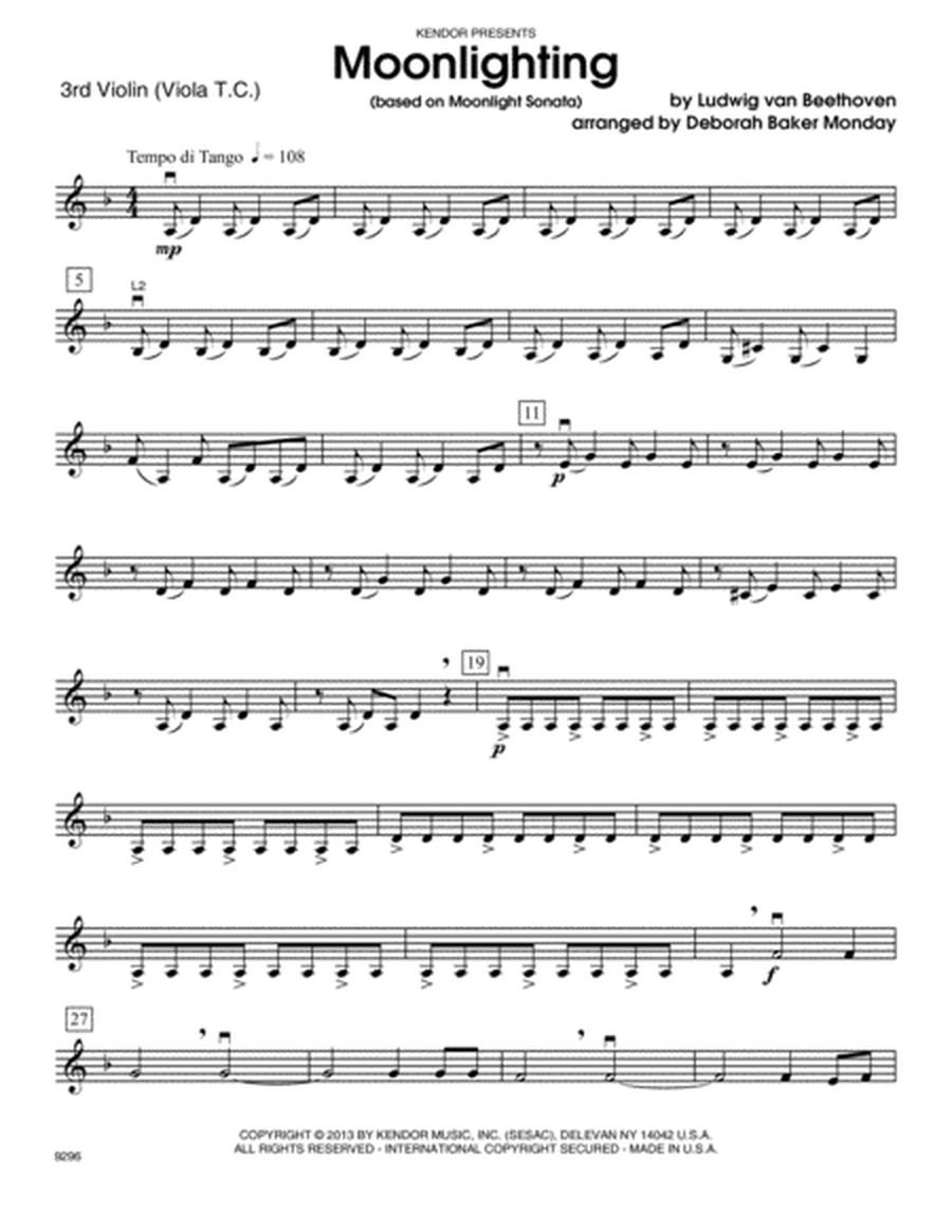 Moonlighting (based on Moonlight Sonata) - Violin 3
