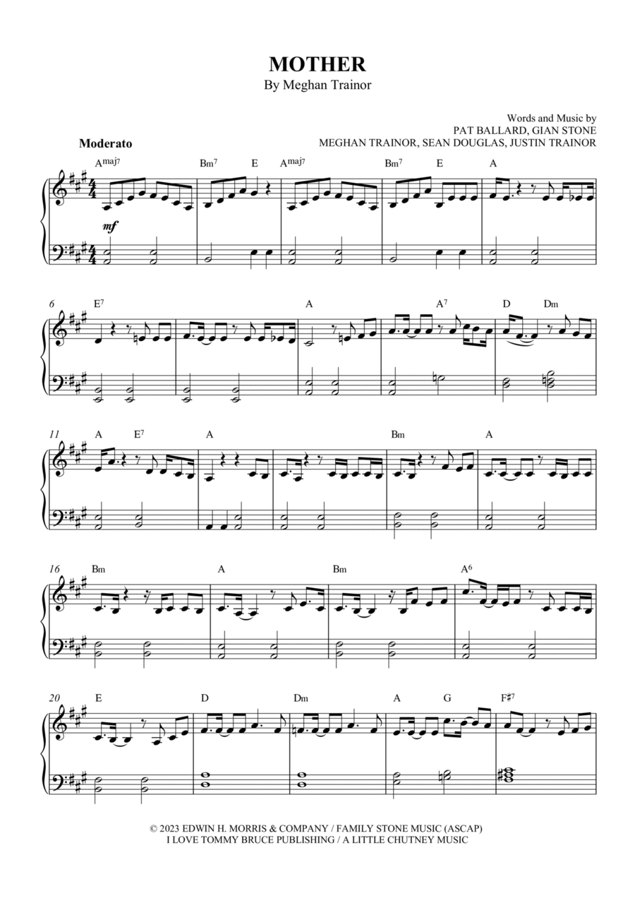 Mother Easy Piano scores gallery preview page 1