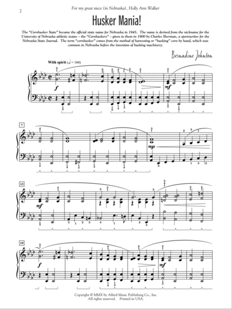 Nebraska -- The Cornhusker State Piano Solo scores gallery preview page 2