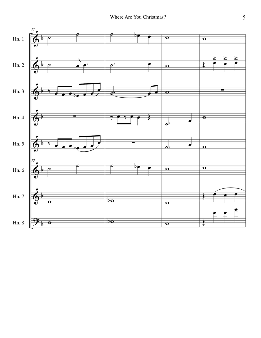Where Are You Christmas? Horn scores gallery preview page 6