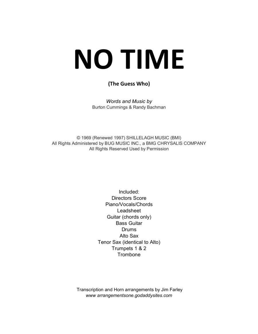 No Time Tenor Saxophone scores gallery preview page 1