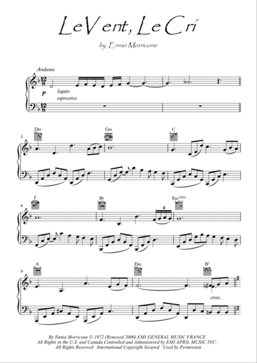 Le Vent, Le Cri Piano Solo scores gallery preview page 1