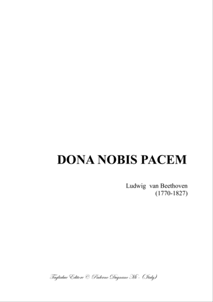DONA NOBIS PACEM - Beethoven - For SATB Choir 4-Part scores gallery preview page 1