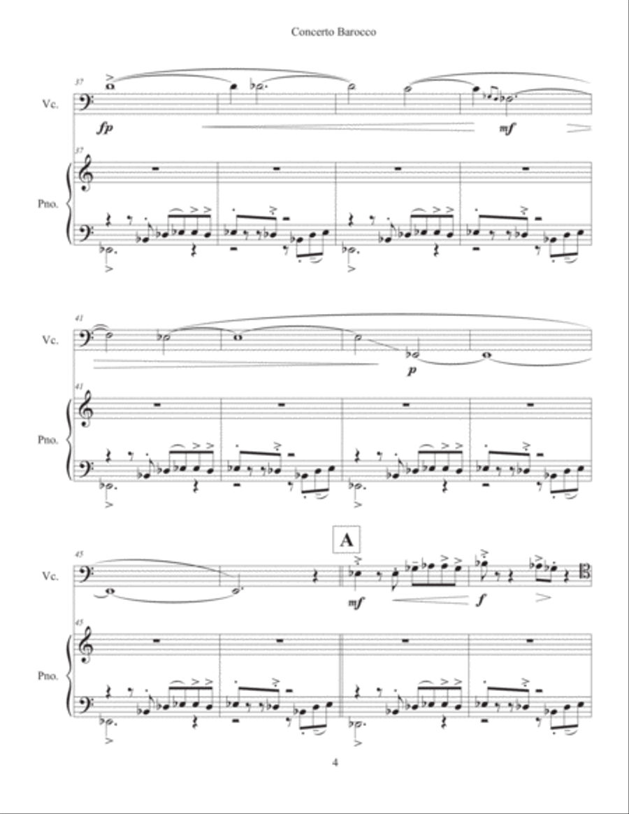 Concerto Barocco (2017) for cello and piano Piano scores gallery preview page 6