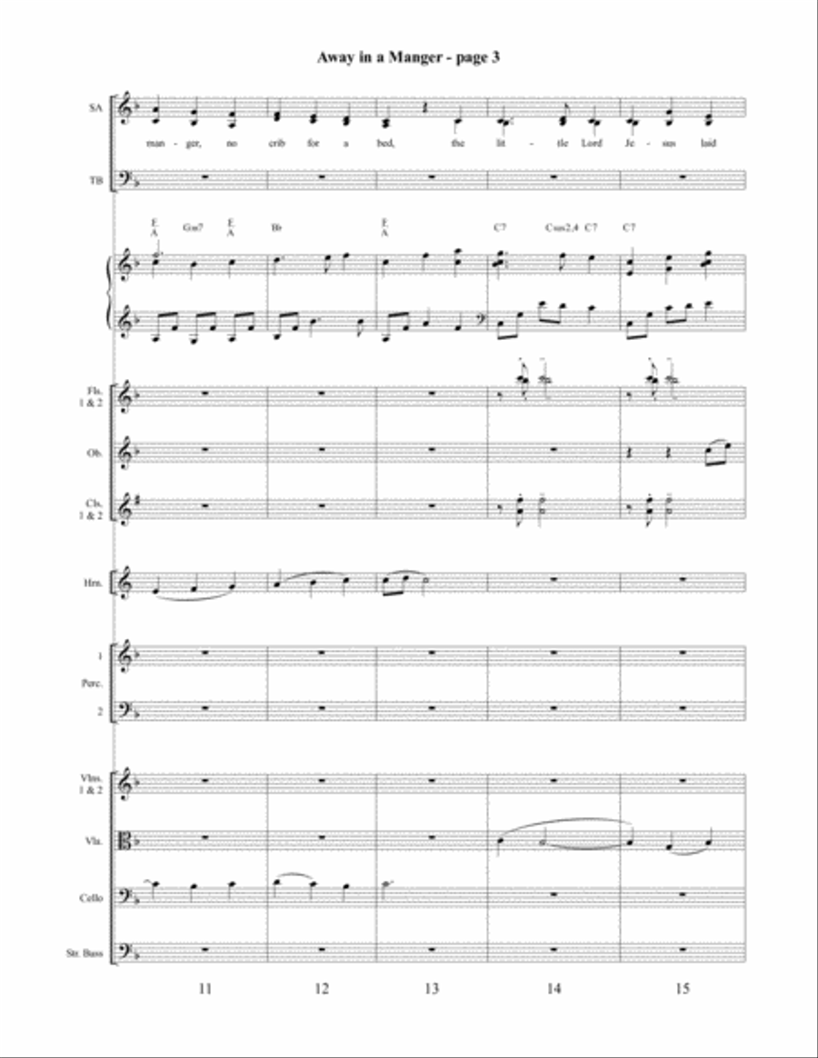 Away in a Manger 4-Part scores gallery preview page 4