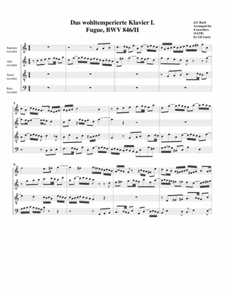 Book cover for Fugue from Das wohltemperierte Klavier I, BWV 846/II (arrangement for 4 recorders)