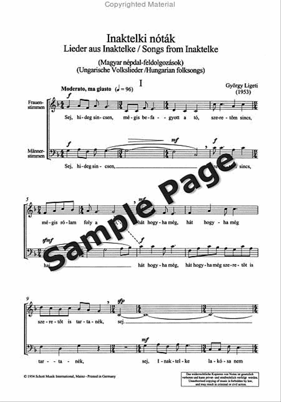 Inaktelki Nóták/Songs from Inaktelke 2-Part scores gallery preview page 6