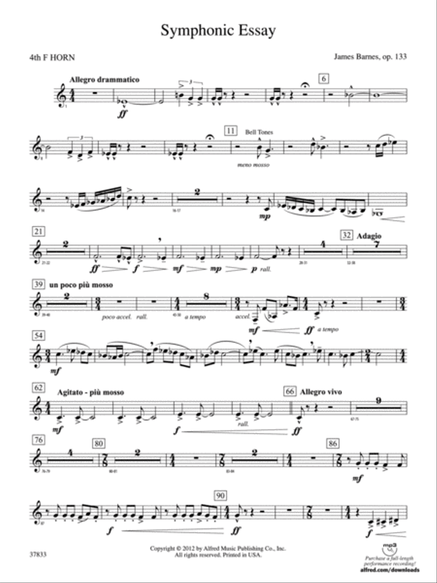 Symphonic Essay: 4th F Horn Concert Band scores gallery preview page 1