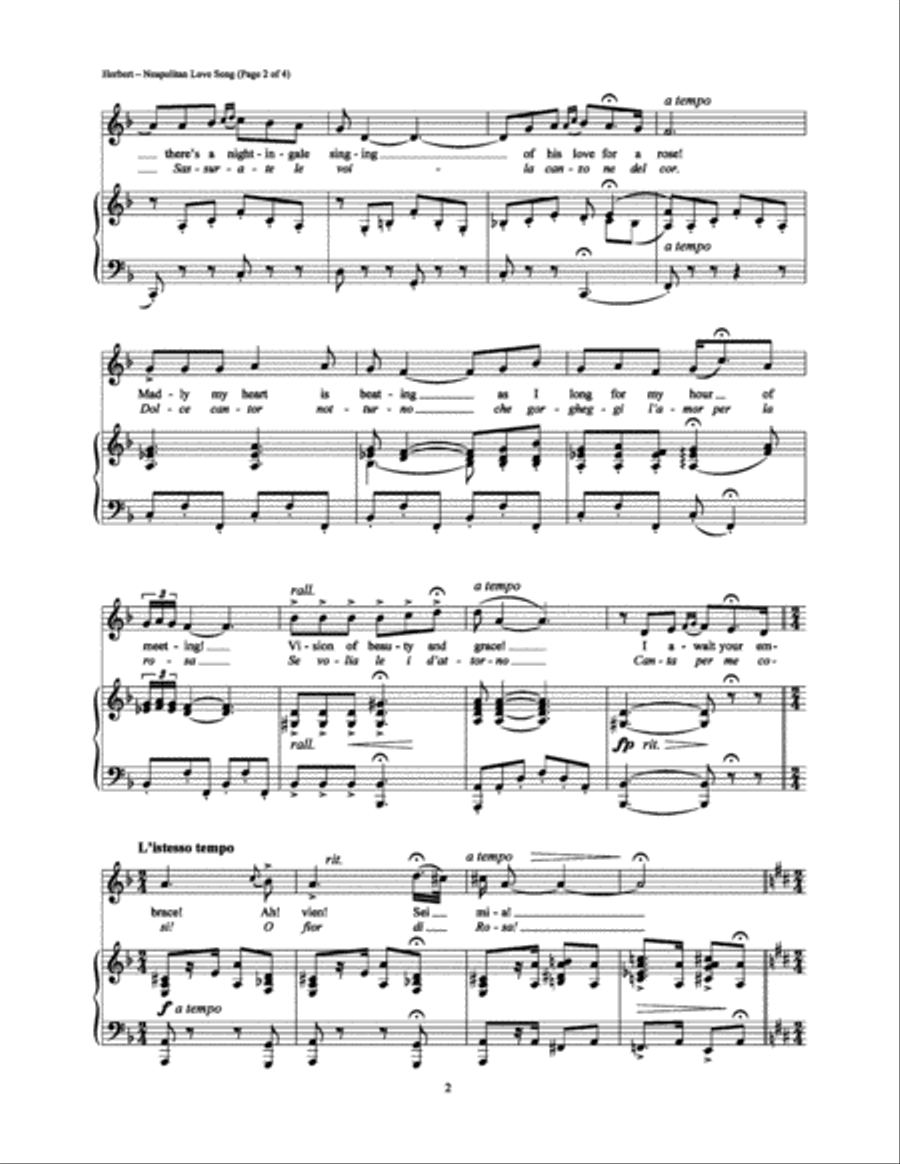 Neapolitan Love Song Piano, Vocal, Guitar scores gallery preview page 2