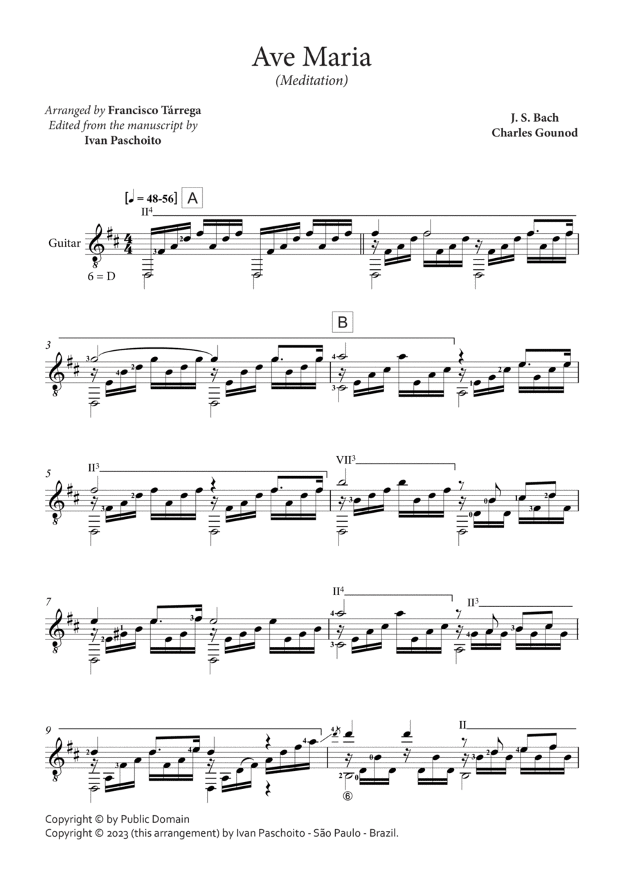 Ave Maria (Meditation) Classical Guitar scores gallery preview page 1