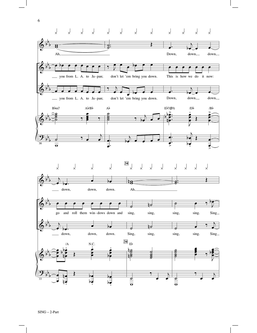 Sing (arr. Mark Brymer) 2-Part scores gallery preview page 5