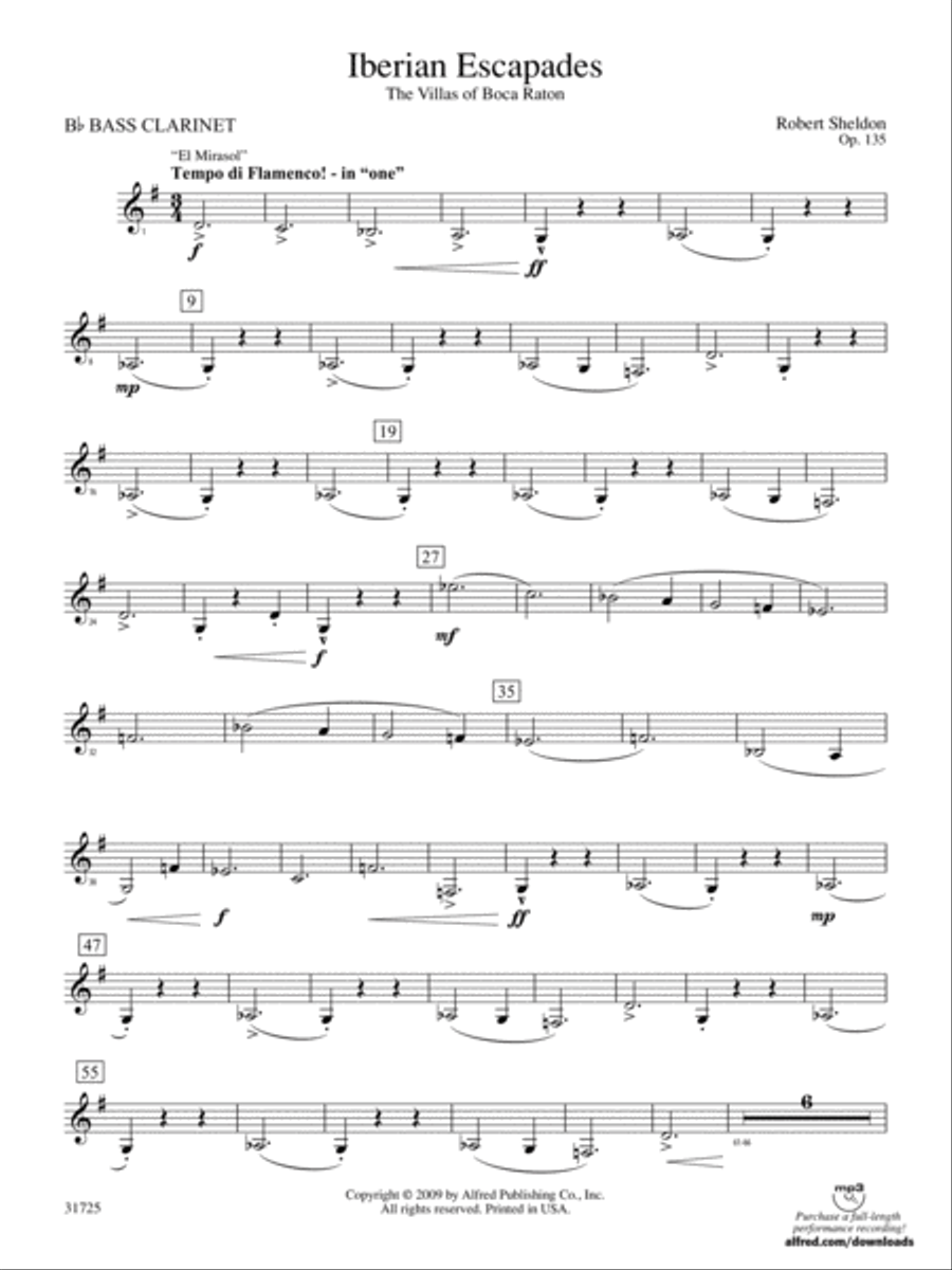 Iberian Escapades: B-flat Bass Clarinet Concert Band scores gallery preview page 1