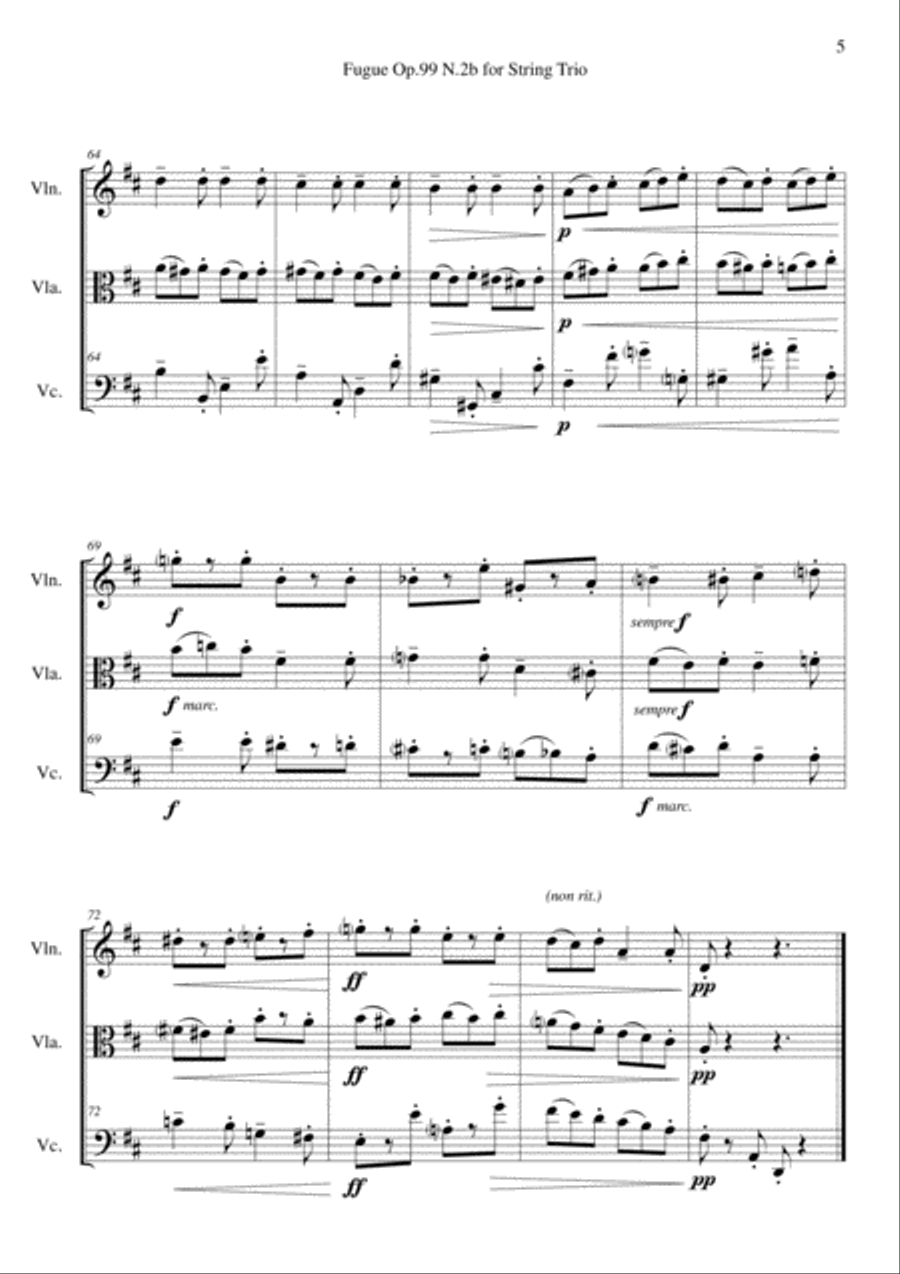 Fugue Op.99 N.2b for String Trio String Trio scores gallery preview page 5