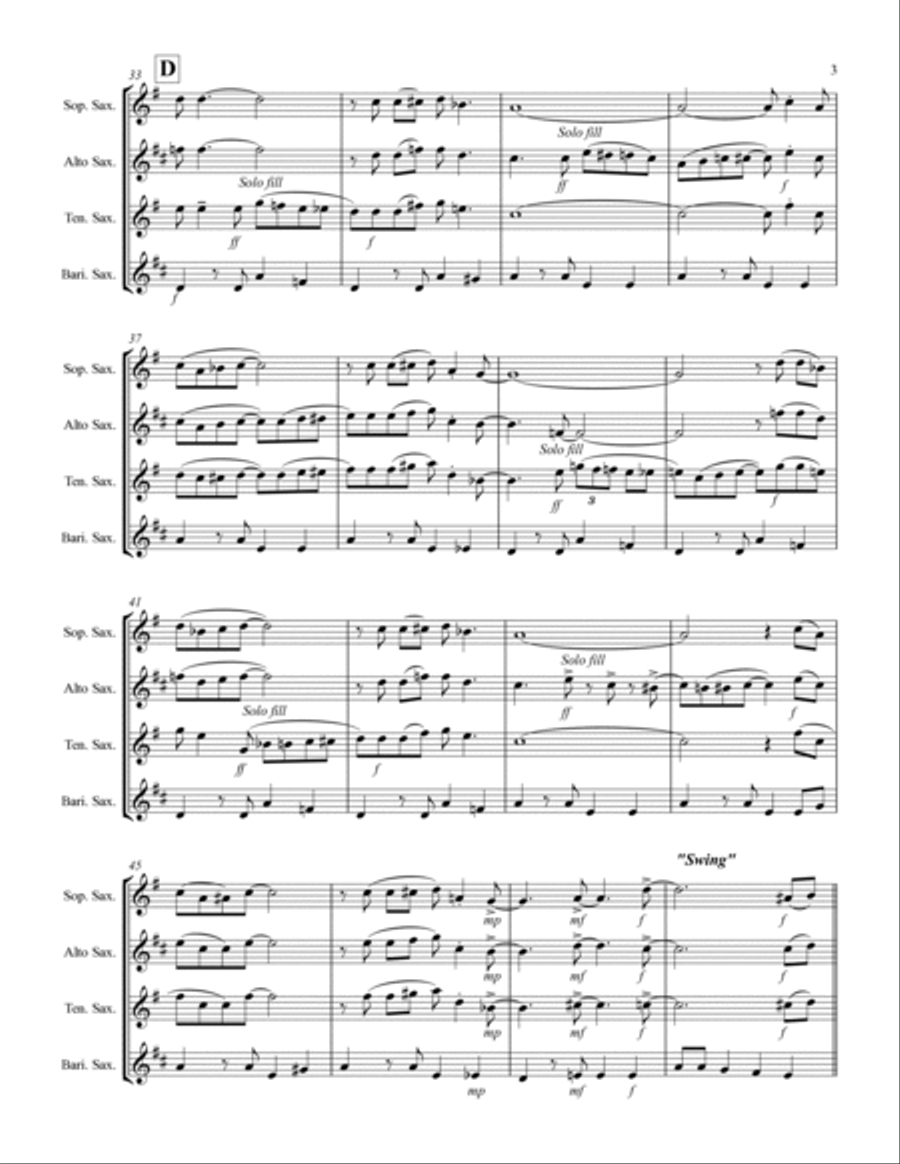 St. Louis Blues (for Saxophone Quartet SATB or AATB) Saxophone Quartet scores gallery preview page 4