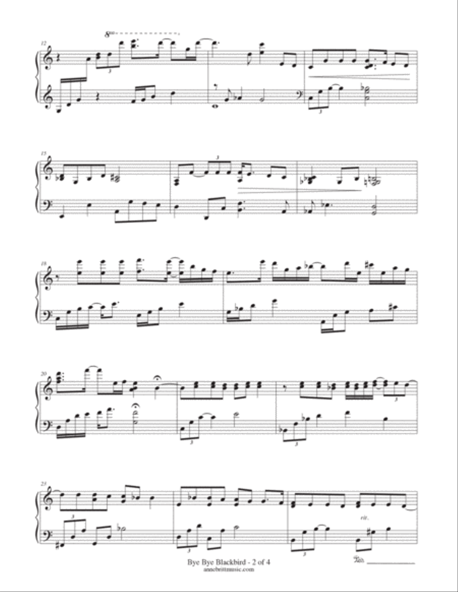 Bye Bye Blackbird Piano Solo scores gallery preview page 2