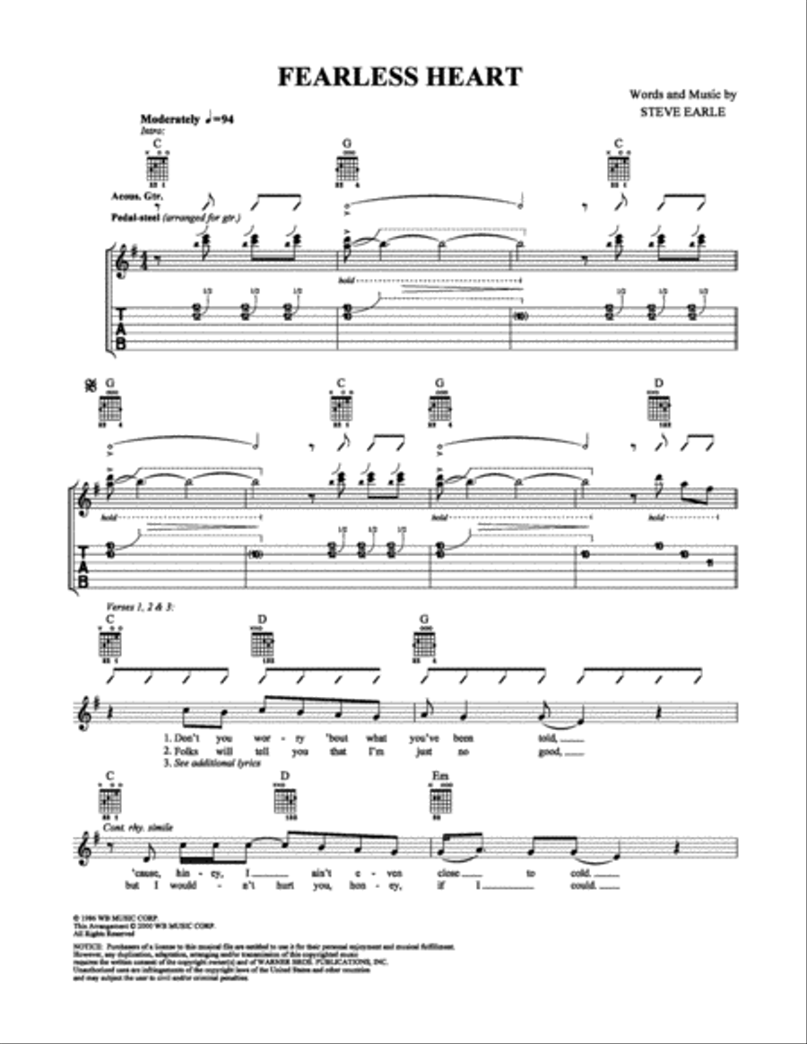 Fearless Heart Electric Guitar scores gallery preview page 1