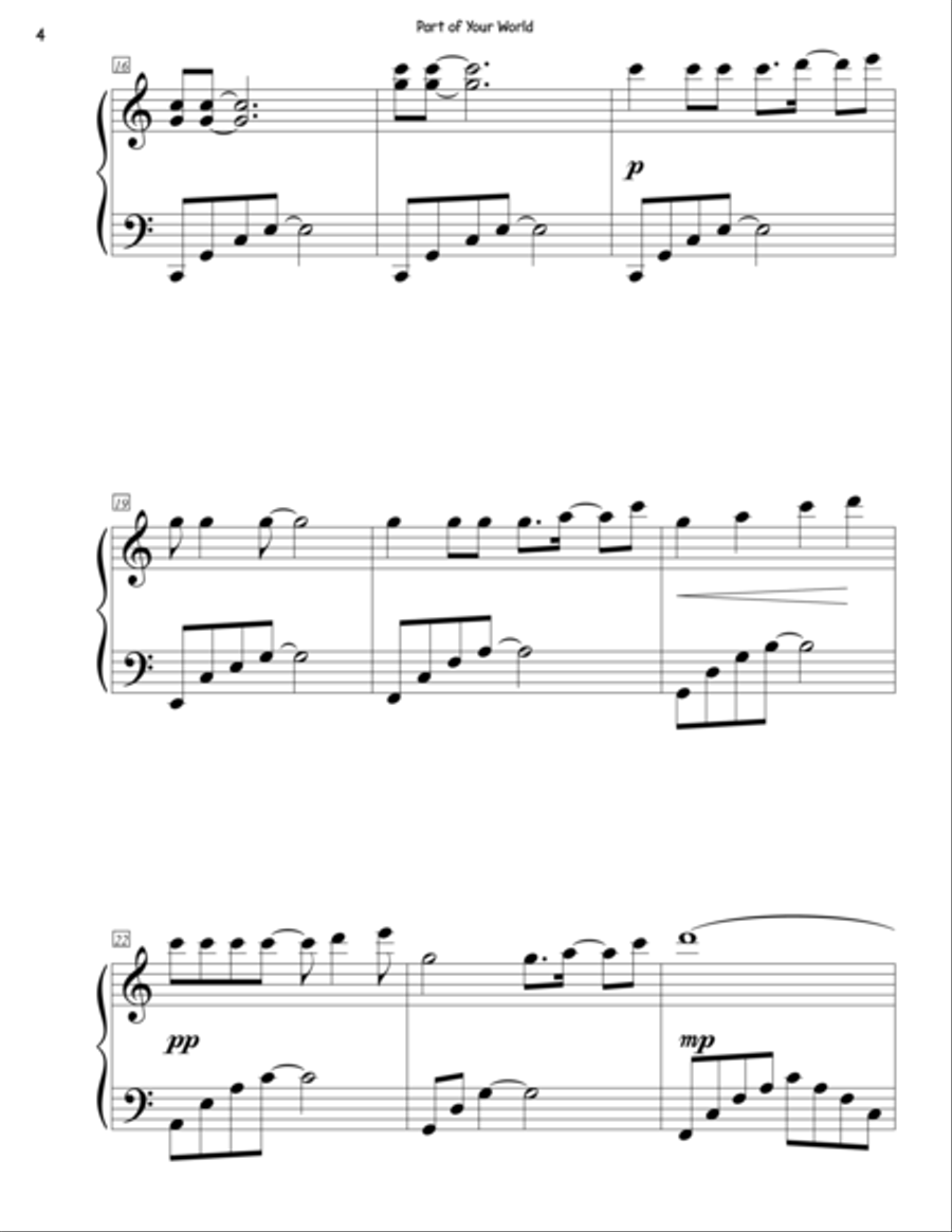 Part Of Your World Piano Solo scores gallery preview page 4