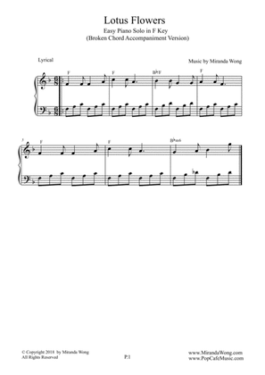 Lotus Flowers - Easy Piano Solo in F Key (Broken Chords)