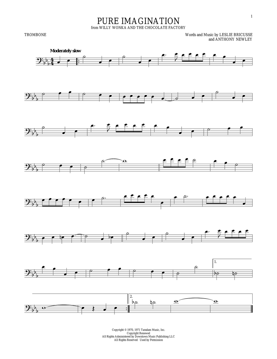 Pure Imagination Trombone Solo scores gallery preview page 1