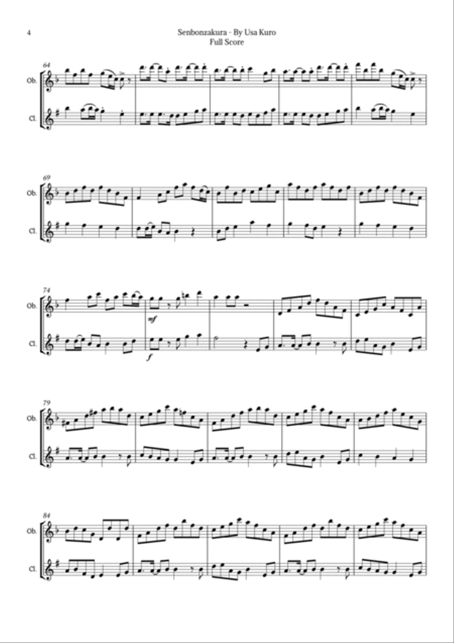 Senbonzakura Woodwind Duet scores gallery preview page 4